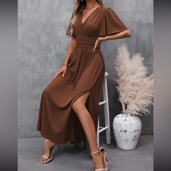 Boho butterfly sleeve slit thigh maxi dress - Picture 13 of 16
